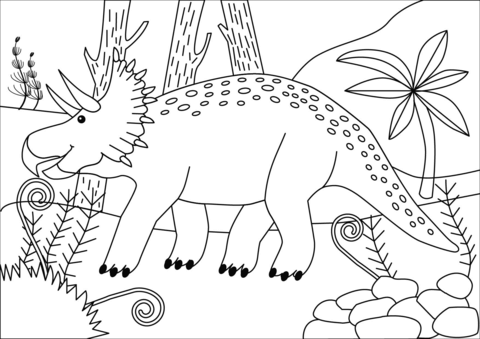 Triceratops Cretaceous Period Dinosaur Coloring Page